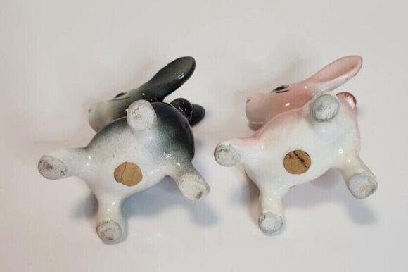 Mid century Donkeys Salt & Pepper Shakers Vintage Japan Pink Gray - Picture 5 of 5